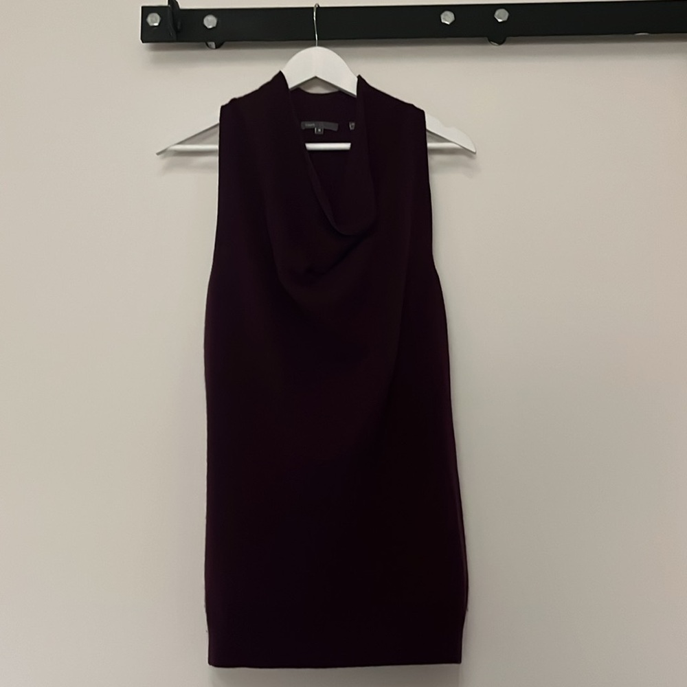 Vince | Cashmere cowl-neck sleeveless tunic | Plum | Size M